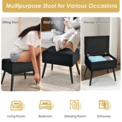 Costway Velvet Storage Ottoman Tufted Flip Top Vanity Stool Footrest With Wood Legs -Costway GUEST 14140de5 93f5 45ca b969 0e068998c63d
