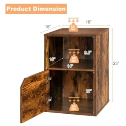 Costway Set Of 2 Nightstands Side End Table Storage Cabinet Shelf Living Room Brown