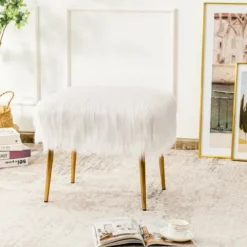 Costway Faux Fur Vanity Stool Square Furry Ottoman W/ Golden Metal Legs 15 Costway Faux Fur Vanity Stool Square Furry Ottoman W/ Golden Metal Legs -Costway GUEST 1433c1ea 54f4 47f1 b843 a7c18a2c019e