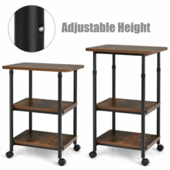 Costway 3-Tier Rolling Adjustable Printer Cart Machine Stand Storage Rack Brown -Costway GUEST 1454fd5e 47b9 42b5 9b69 7508f7a65dfd
