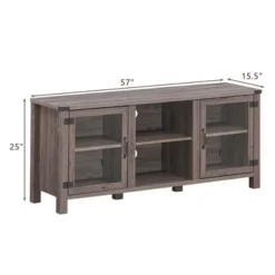 Costway TV Stand Entertainment Center For TV's Up To 65'' W/ Storage Cabinets Deep Taupe