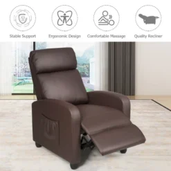 Recliner Massage Chair, Ergonomic Adjustable Single Sofa With Padded Seat BlackBrownGray -Costway GUEST 151d9c34 16e8 406a 9d92 0d8c74d68cf9