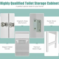 Costway Over The Toilet Storage Cabinet Double Door Bathroom Organizer Adjustable Shelf -Costway GUEST 15324059 29e9 47d5 badb 79ad4c38c0d9