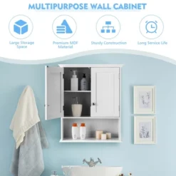 Costway Wall Mount Bathroom Cabinet Storage Organizer Medicine Cabinet White -Costway GUEST 154655e7 c6fd 4d83 9f57 1cfd4ff31093