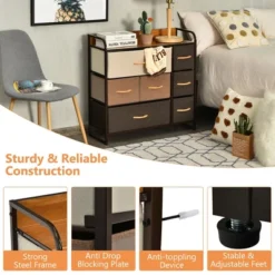 Costway 7-Drawer Dresser Storage 3-Tier Organizer Tower Steel Frame Wooden Top -Costway GUEST 154aade7 f65c 4357 ba70 0dc7ac5a8279