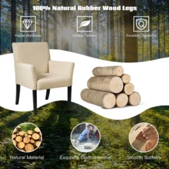 Costway Executive Guest Chair Accent Chair Arm Chair W/Rubber Wood Legs -Costway GUEST 155347ac 89e1 4bde a8f2 cd665870947f