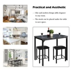3 Piece Counter Height Dining Set Faux Marble Table 2 Chairs Kitchen Bar -Costway GUEST 15693890 de28 4f81 abb3 2a18d286767f