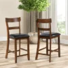 Costway Set Of 2 Barstools Counter Height Chairs W/Leather Seat & Rubber Wood Legs -Costway GUEST 15964fe6 ac66 45bd 9a94 d68a876597e2