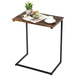 Costway C-shaped End Side Coffee Tray Sofa Table Laptop TV Snack Stand W/ Metal Frame -Costway GUEST 15978a7b 7f10 4765 88a4 5c22b84cdfaa