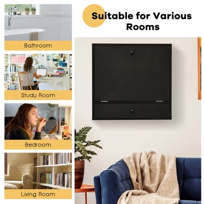 Costway Wall-Mount Floating Desk Foldable Space Saving Laptop Workstation 7 Costway Wall-Mount Floating Desk Foldable Space Saving Laptop Workstation - Image 5