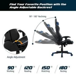 Costway Massage Gaming Chair Reclining Swivel Racing Office Chair W/Lumbar Support 19 Costway Massage Gaming Chair Reclining Swivel Racing Office Chair W/Lumbar Support -Costway GUEST 15ba89f5 6b09 4a52 a78f b8291223101b