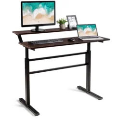 Costway Standing Desk Crank Adjustable Sit To Stand Workstation With Monitor Shelf BrownBlack -Costway GUEST 15d0be79 bff6 473f b62c 476dcf21198a