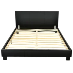Costway Full Upholstered Platform Bed Frame With Linen/PU Headboard Wood Slat Gray/Black -Costway GUEST 15d41e6b 6cf7 4f57 89ab 872b64fc157d