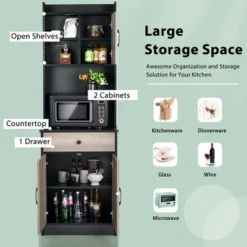 Costway 3-Door 71'' Kitchen Buffet Pantry Storage Cabinet W/Hutch Adjustable Shelf Black 14 Costway 3-Door 71'' Kitchen Buffet Pantry Storage Cabinet W/Hutch Adjustable Shelf Black -Costway GUEST 15dad8c9 7970 44ab 9aa1 1dd31ddc8041