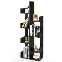 Costway 8-Shelf Bookcase Modern Tree Bookshelf Storage Decor Freestanding White/Black -Costway GUEST 15e212e8 7939 4f7a ba87 437de165af16