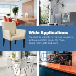 Costway Executive Guest Chair Accent Chair Arm Chair W/Rubber Wood Legs -Costway GUEST 15fffb6e b250 4462 9b79 215b9e25aab2