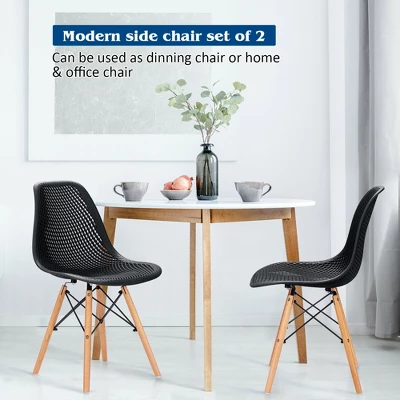 Costway 2PCS Modern DSW Dining Chair Office Home W/ Mesh Design Wooden Legs 6 Costway 2PCS Modern DSW Dining Chair Office Home W/ Mesh Design Wooden Legs - Image 4