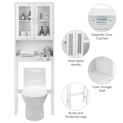 Costway Wooden Over The Toilet Storage Cabinet Spacesaver Organizer Bathroom Tower Rack 9 Costway Wooden Over The Toilet Storage Cabinet Spacesaver Organizer Bathroom Tower Rack - Image 7
