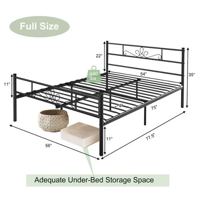 Costway Twin/Queen/Full Metal Platform Bed Frame With Headboard And Footboard No Box Spring Needed 5 Costway Twin/Queen/Full Metal Platform Bed Frame With Headboard And Footboard No Box Spring Needed - Image 3