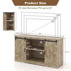 Costway TV Stand Farmhouse Cabinet Sliding Barn Door Adjustable Shelves For TV Up To 65'' -Costway GUEST 167a3124 a85a 4417 8635 c7b72a67b6c3