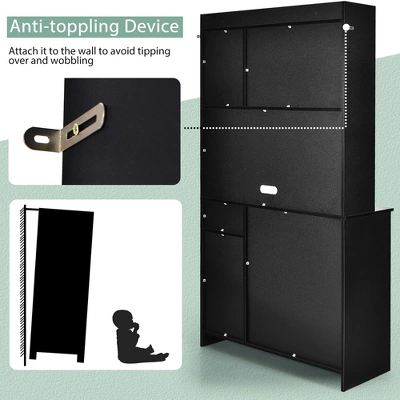 Costway 4-Door 71'' Kitchen Buffet Pantry Storage Cabinet W/Hutch Adjustable Shelf WhiteBlack 10 Costway 4-Door 71'' Kitchen Buffet Pantry Storage Cabinet W/Hutch Adjustable Shelf WhiteBlack - Image 8