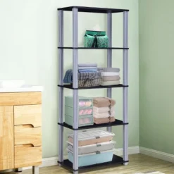 Costway 5-Tier Multi-Functional Storage Shelves Rack Display Bookcase Home Furni Black -Costway GUEST 16c38766 4310 432b 9109 7edb8bfbeb6e