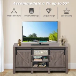 Costway TV Stand Sliding Barn Door Entertainment Center For TV's Up To 55'' With Storage -Costway GUEST 16d18d2c fc1e 474d 8f1f 40b04a876716