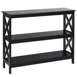 Costway 3-Tier Console Table X-Design Bookshelf Sofa Side Accent Table W/Shelf EspressoBlack -Costway GUEST 17367b61 dba5 4b2e 9151 4b4f7d102633