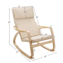 Costway Modern Bentwood Rocking Chair Fabric Upholstered Relax Rocker Lounge Chair GrayBeige -Costway GUEST 17477332 a57a 40e4 896e 2998ca7dbc91