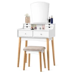 Costway Vanity Table 6 Dressing Table Cushioned Stool Makeup Table -Costway GUEST 177ea2b8 cef0 4787 9c85 d2dcc665a324