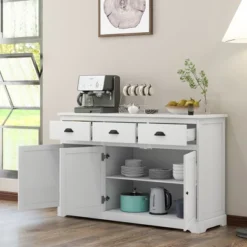 Costway 3 Drawers Sideboard Buffet Cabinet Console Table Kitchen Storage Cupboard White -Costway GUEST 17cf4f3d c920 478c 9838 58b25c9f66dd