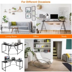 Costway 58''x 47'' L Shaped Corner Computer Desk Home Office Workstation BrownBlack -Costway GUEST 17d5f5ed 4903 4833 99c4 871fd324f7a6