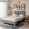 Costway Upholstered Bed Mattress Foundation With Button Tufted Velvet Headboard -Costway GUEST 184a5498 d4b7 4d34 b300 458803838906