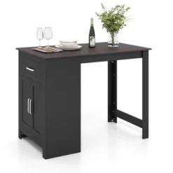 Costway Bar Table 35.5'' Counter Height Dining Table With Storage Cabinet & Drawer Black/Grey -Costway GUEST 1871452d f031 4f44 b54c 5856d0595862