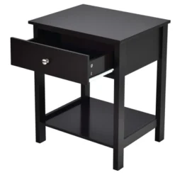 Costway 2PCS 2-Tier Nightstand Modern Side End Table W/ Drawer & Open Shelf -Costway GUEST 18907322 143a 442e aa5a 67762adc663d
