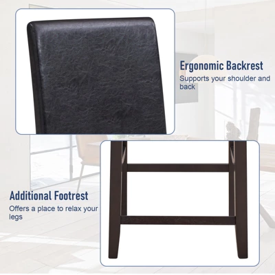 Costway Set Of 2/4 Bar Stools 25inch Counter Height Barstool Pub Chair W/Rubber Wood Legs 11 Costway Set Of 2/4 Bar Stools 25inch Counter Height Barstool Pub Chair W/Rubber Wood Legs - Image 9