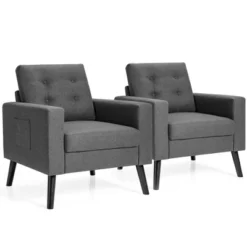 Costway Set Of 2 Upholstered Accent Chair Single Sofa Armchair W/ Wooden Legs 22 Costway Set Of 2 Upholstered Accent Chair Single Sofa Armchair W/ Wooden Legs -Costway GUEST 18cbe988 d019 43c2 aa1a 0ce5f09acf8e