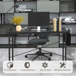 Costway Modern Computer Desk 47'' Study Writing Table W/ Storage Bag Coffee Black/Brown/Coffee -Costway GUEST 18d2b519 bb31 4891 b5bd c73d9821616a