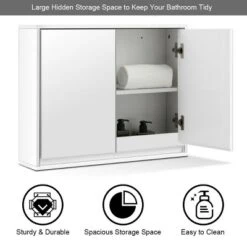 Costway Wall Mounted Bathroom Medicine Cabinet Storage Cabinet Double Mirror Door Organizer Shelf White -Costway GUEST 18d54f2c 3aab 4cf6 9946 b800bb0f3c89