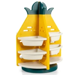 Costway Kids Toy Storage Organizer 360° Revolving Pineapple Shelf W/Plastic Bins -Costway GUEST 1970eb12 7e3d 4339 b71f 1b1faddea8ba