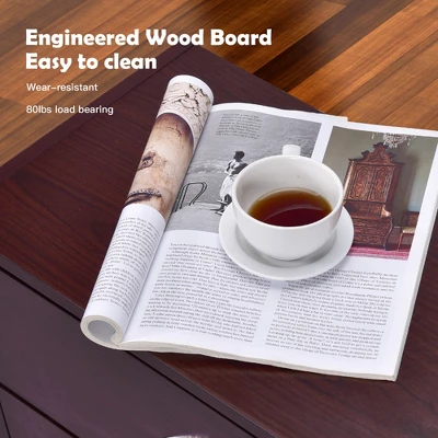 Costway 2-Drawer Dresser Horiztonal Organizer W/Handle Wood End Table Nightstand 8 Costway 2-Drawer Dresser Horiztonal Organizer W/Handle Wood End Table Nightstand - Image 6