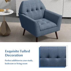 Costway Modern Tufted Fabric Accent Chair Upholstered Armchair With Rubber Wood Legs Blue/Grey 17 Costway Modern Tufted Fabric Accent Chair Upholstered Armchair With Rubber Wood Legs Blue/Grey -Costway GUEST 197d8d34 9568 4e44 9047 f4e2ba4d4202