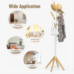 Costway Bamboo Coat Rack Stand Freestanding Hall Tree Hanger Organizer W/6 Hooks -Costway GUEST 198a405d 1433 4fac 868e 6d44d3f63c4f