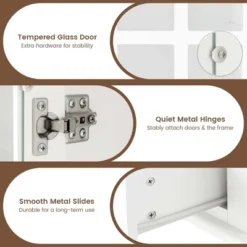 Costway Bookcase Cabinet Storage Bookshelf Organizer Tempered Glass Doors Shelf Drawer White/Black -Costway GUEST 1995718f 48d4 4ffa 897d 92581bba20fd