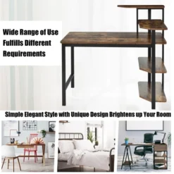 Costway Computer Desk Writing Study Table With Storage Shelves Home Office Rustic Brown -Costway GUEST 19fd6b44 1537 4f25 8caf e2e1a9890466