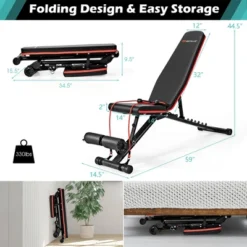 Costway Foldable Weight Bench Multifunctional Dumbbell Gym Bench W/Elastic Ropes -Costway GUEST 1a0e71ea 7122 4c90 9615 dc4e64a61060