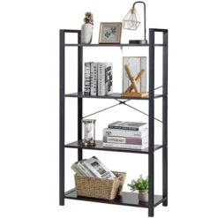 Costway 4-Tier Bookshelf Industrial Bookcase Diaplay Shelf Storage Rack Rustic BrownBlack -Costway GUEST 1a388aa6 d501 4a45 8f72 5aad40e5d738