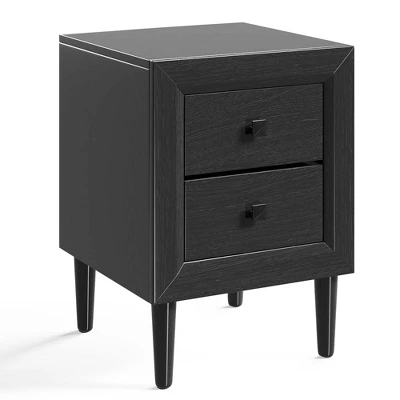 Costway Nightstand End Bedside Coffee Table Wooden Leg Storage Drawers BlackGrey 10 Costway Nightstand End Bedside Coffee Table Wooden Leg Storage Drawers BlackGrey - Image 8