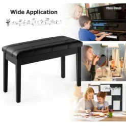 Costway Solid Wood PU Leather Piano Bench Padded Double Duet Keyboard Seat Storage Black -Costway GUEST 1a8acd8a b8a9 4857 a379 f7df60dadb37
