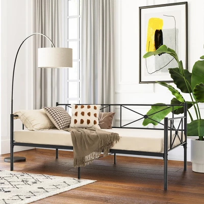 Costway Twin Metal Daybed Frame With Slats Classic Mattress Foundation Bed Sofa WhiteBlack 10 Costway Twin Metal Daybed Frame With Slats Classic Mattress Foundation Bed Sofa WhiteBlack - Image 8
